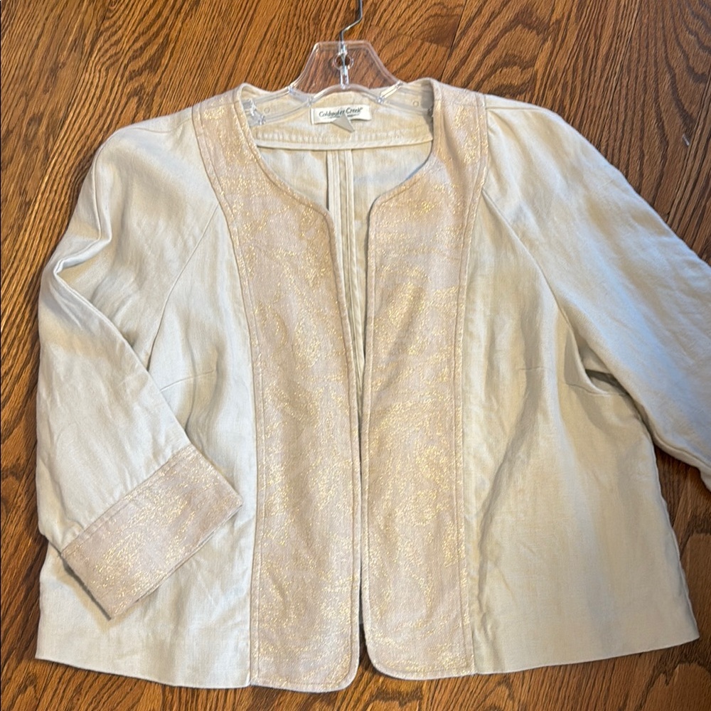 Coldwater Creek linen jacket tan with metallic - sz M